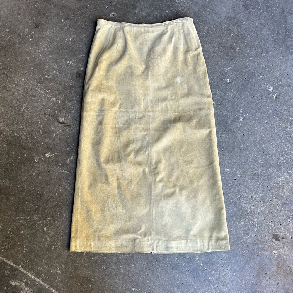 Vintage Bernardo Suede Leather Midi Skirt